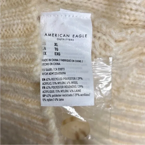 American Eagle Wool Blend Cable Knit Cardigan Sz XL - Picture 7 of 9